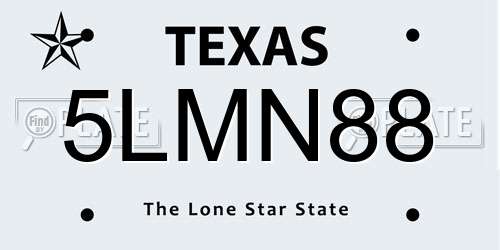 5LMN88 Texas License Plate
