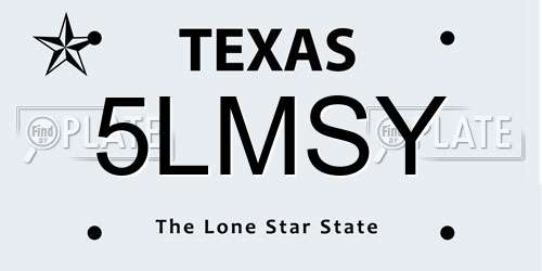 5LMSY Texas License Plate