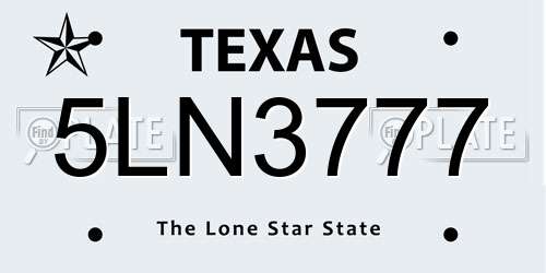 5LN3777 Texas License Plate