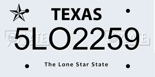 5LO2259 Texas License Plate