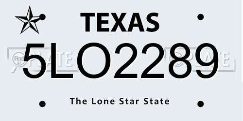 5LO2289 Texas License Plate
