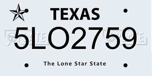 5LO2759 Texas License Plate