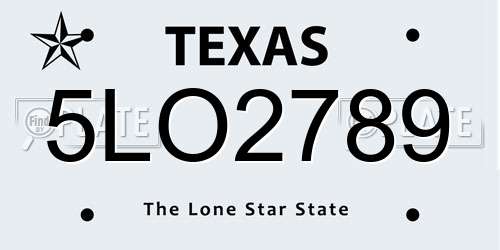 5LO2789 Texas License Plate