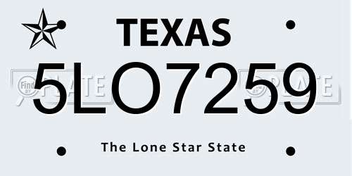 5LO7259 Texas License Plate