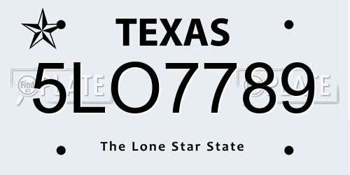 5LO7789 Texas License Plate