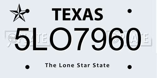 5LO7960 Texas License Plate