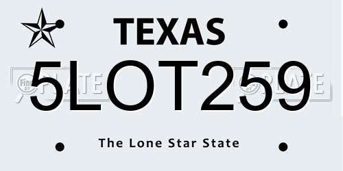 5LOT259 Texas License Plate