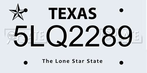 5LQ2289 Texas License Plate