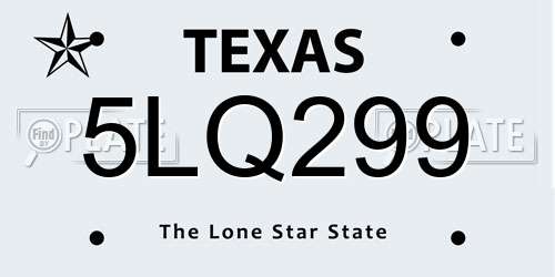 5LQ299 Texas License Plate