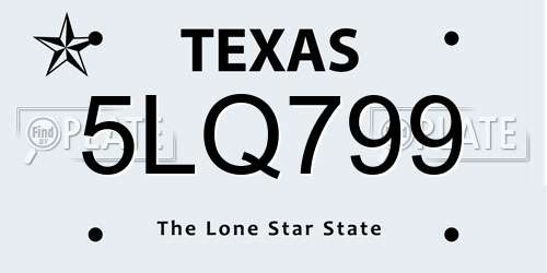 5LQ799 Texas License Plate
