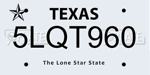 5LQT960 Texas License Plate