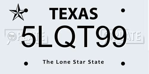 5LQT99 Texas License Plate