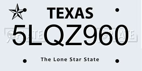 5LQZ960 Texas License Plate