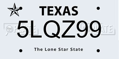 5LQZ99 Texas License Plate