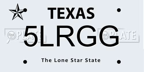 5LRGG Texas License Plate