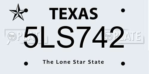 5LS742 Texas License Plate