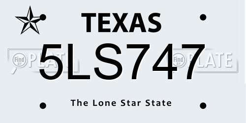 5LS747 Texas License Plate