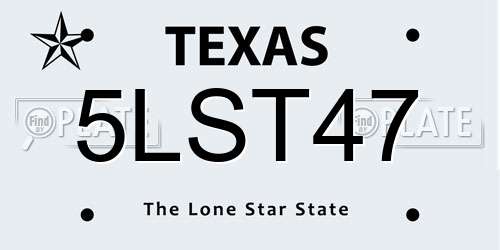 5LST47 Texas License Plate