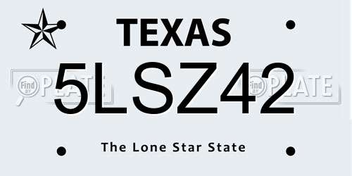 5LSZ42 Texas License Plate