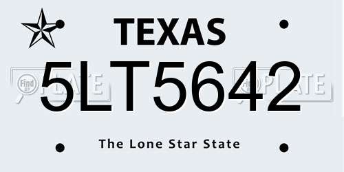 5LT5642 Texas License Plate
