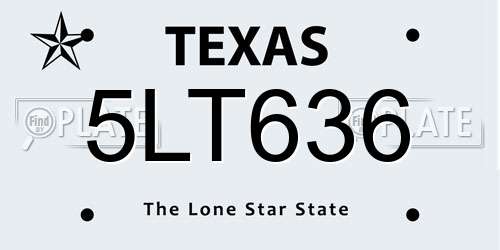 5LT636 Texas License Plate