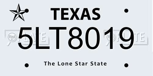 5LT8019 Texas License Plate