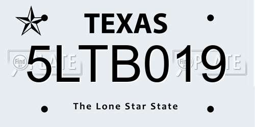 5LTB019 Texas License Plate