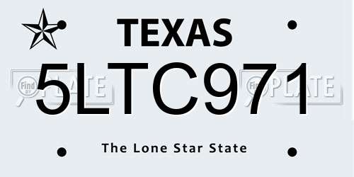 5LTC971 Texas License Plate