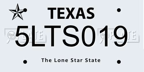 5LTS019 Texas License Plate