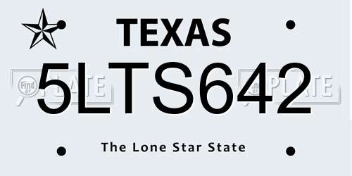 5LTS642 Texas License Plate