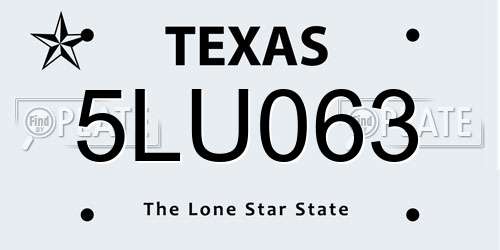 5LU063 Texas License Plate