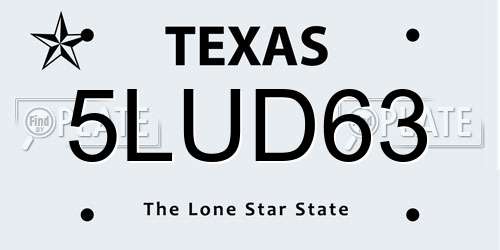 5LUD63 Texas License Plate