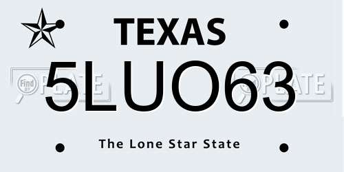 5LUO63 Texas License Plate