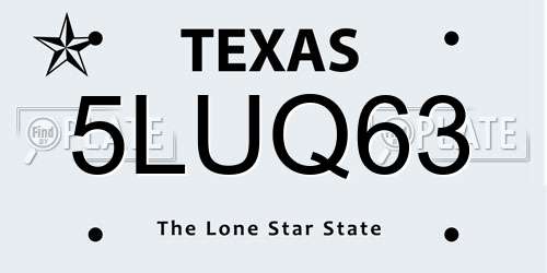 5LUQ63 Texas License Plate