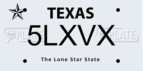 5LXVX Texas License Plate