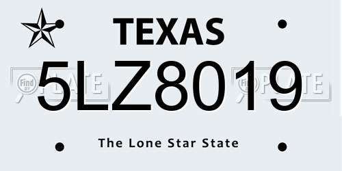 5LZ8019 Texas License Plate