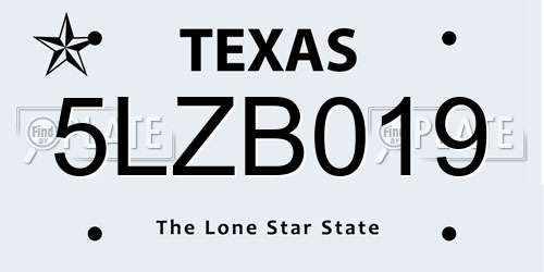 5LZB019 Texas License Plate