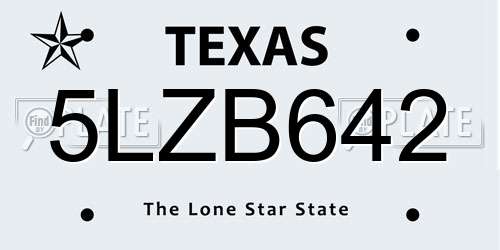 5LZB642 Texas License Plate