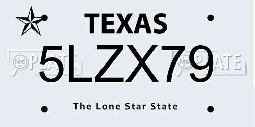 5LZX79 Texas License Plate