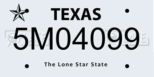 5M04099 Texas License Plate