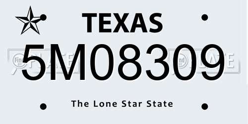 5M08309 Texas License Plate
