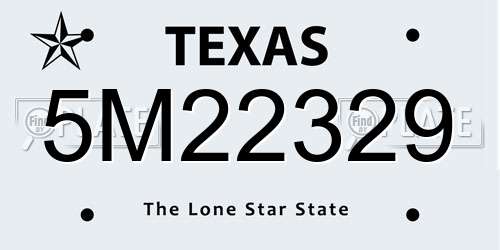 5M22329 Texas License Plate