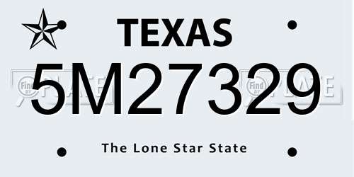 5M27329 Texas License Plate