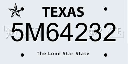 5M64232 Texas License Plate