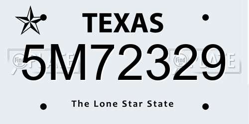 5M72329 Texas License Plate