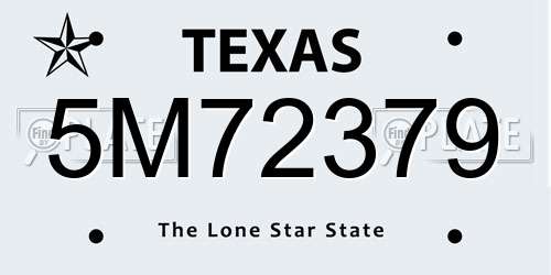 5M72379 Texas License Plate