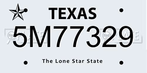 5M77329 Texas License Plate