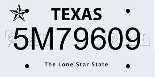 5M79609 Texas License Plate