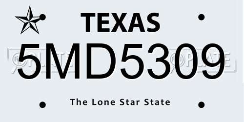 5MD5309 Texas License Plate