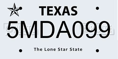 5MDA099 Texas License Plate